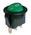 Kolébkový vypínač kulatý prosvětlený 2pol./3pin ON-OFF 250V/6A zelený