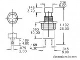 Tlačítko kulaté ON-(OFF) T250R rozpínací  malé černé 1A/125V precizní