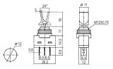 Přepínač páčkový 2pol./3pin ON-OFF 12VDC prosvětlený zelený