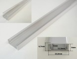 AL-hliníková lišta-profil Mikro stříbrný 15,5x6mm pro LED pásek + kryt plexi k montáži přisazením délka 1m