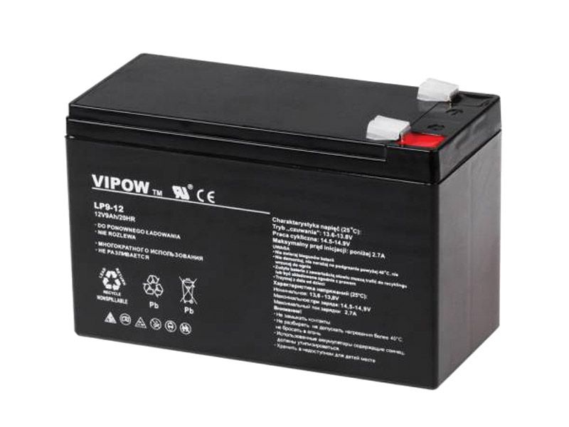 Baterie 12V/9Ah VIPOW nabíjecí olověný gelový bezůdržbový akumulátor