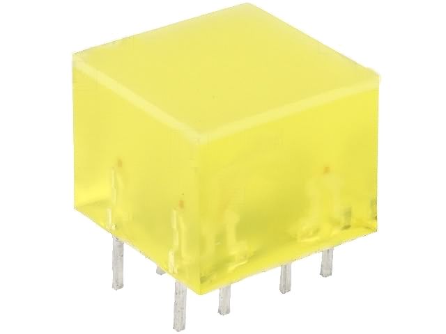 LED dioda 10x10mm žlutá 590nm rozptylná 120° 10mcd, 4-čipová (8 vývodů), L875/4YDT
