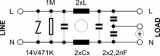 Odrušovací filtr 250V/4A, AC, pro symetrické i asymetrické signály, obousměrná struktura