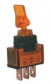 Přepínač páčkový 2pol./3pin ON-OFF 12VDC prosvětlený oranžový (žlutý)