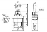 Přepínač páčkový 2pol./3pin ON-ON 12V