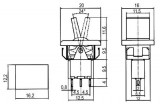 Přepínač páčkový 2pol./3pin ON-ON plastic/II 12V