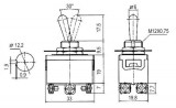 Přepínač páčkový 3pol./6pin ON-OFF-ON 250V/10A šroubky