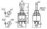 Přepínač páčkový 3pol./6pin (ON)-OFF-(ON)