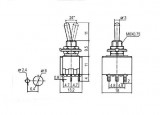 Přepínač páčkový 3pol./9pin ON-OFF-ON 12V