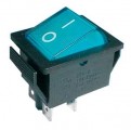 Přepínač vypinač kolébkový prosvětlený 2pol./4pin ON-OFF 250V/15A  modrý