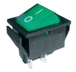 Přepínač vypinač kolébkový prosvětlený 2pol./4pin ON-OFF 250V/15A  zelený