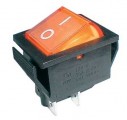 Přepínač vypinač kolébkový prosvětlený 2pol./4pin ON-OFF 250V/15A  oranžový (žlutý)