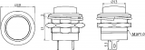 Tlačítko spínací R13-507A rudé červené 250V/3A (125V6A) průměr 19mm