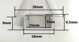 AL lišta-profil k zapuštění pro LED pásek ve tvaru T vestavný barva bronzová 28x8x15mm 1m nebo 2m + kryt plexi nacvaknutí