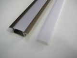 AL lišta-profil k zapuštění pro LED pásek ve tvaru T vestavný barva bronzová 28x8x15mm 1m nebo 2m + kryt plexi nacvaknutí - Matný kryt Délka 1m