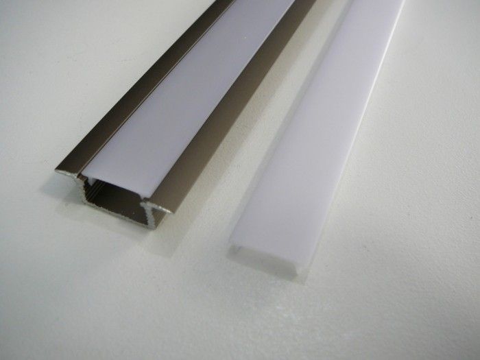 AL lišta-profil k zapuštění pro LED pásek ve tvaru T vestavný barva bronzová 28x8x15mm 1m nebo 2m + kryt plexi nacvaknutí - Matný kryt Délka 2m