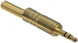 Konektor Jack 3.5 mm stereo kov zlatý II, samec na kabel