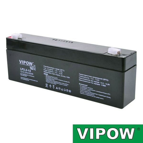 Baterie olověná gelová 12V/ 2.2Ah VIPOW nabíjecí bezůdržbový akumulátor