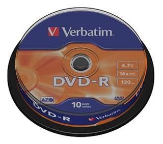 Záznamový disk DVD-R 4,7GB, 120min. 16x SPINDL (10pack) VERBATIM