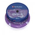 Záznamový disk DVD+R 4,7GB, 120min. 16x SPINDL (25pack) VERBATIM