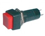 Tlačítkový spínač přepínač tlačítko hranaté ON-OFF 250V/1A červené s aretací, průměr otvoru 10,5 mm