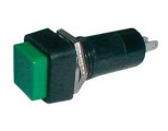 Tlačítkový spínač přepínač tlačítko hranaté ON-OFF 250V/1A zelené s aretací, průměr otvoru 10,5 mm