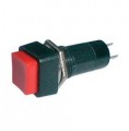 Tlačítkový spínač přepínač tlačítko hranaté spínací OFF-(ON) bez aretace 250V/1A červené, průměr otvoru 10,5 mm