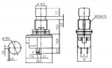 Tlačítkový spínač přepínač tlačítko spínací kul.OFF-(ON) 12V kov bez aretace
