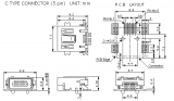 USB konektor MINI zásuvka C 5-pin SMD 90° do DPS