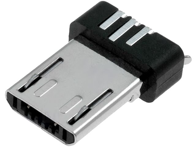 USB micro (mikro) konektor B-VK, zástrčka, PINů:5samec, SMD, verze 2.0, telefon, tablet, náhradní 