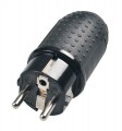 Vidlice gumová černá 230V / 16A AC IP44 do vlhka P76, na kabel, prodlužku