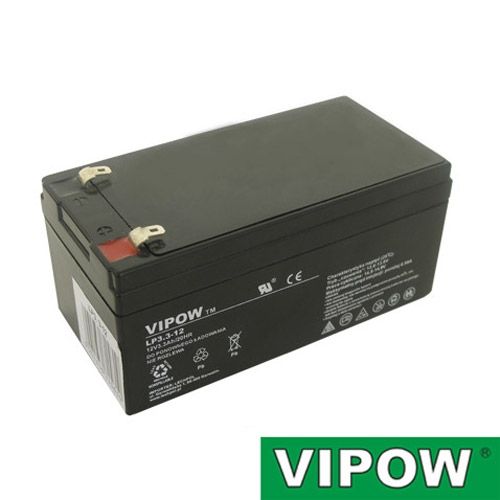 Baterie olověná gelová 12V/ 3.3Ah VIPOW bezúdržbový akumulátor nabíjecí  