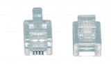Konektor telefonní RJ11 6P4C-VK 4-piny lisovací na plochý kabel - lanko, osazeny 4piny