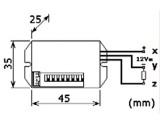 Pohybové čidlo senzor infra detektor PIR 12V NANO 360° modul, dosah až 6m, doba svícení 5s až 8 minut.