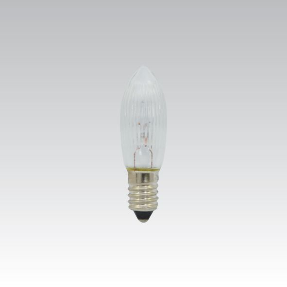 Žárovka svíčková Vánoční 23V 3W patice E10 C13 čirá bílá, 2.580 K, pro Vánoční řetězy 16 objímek, náhradní, osvětlení na stromek, řetěz