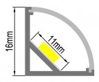 AL lišta-profil pro LED AC2 + plexi (vypouklé) rohová 16x16mm l=2m, úhlový 90°, svit v úhlu 45°