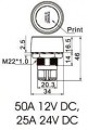 Tlačítko start spínací s nápisem ENGINE START podsvícené, červená, do interiéru, palubní desky, pro nastartování motoru 12VDC/50A, montážní otvor 22mm, průměr chromového kroužku 32mm, do auta, tunning