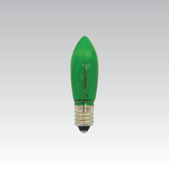 Žárovka svíčková Vánoční 14V 3W patice E10 C13 zelená, pro Vánoční řetězy 16 objímek, náhradní, osvětlení na stromek, řetěz