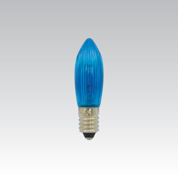 Žárovka svíčková Vánoční 20V 3W patice E10 C13 modrá, pro Vánoční řetězy 10 objímek, náhradní, osvětlení na stromek, řetěz