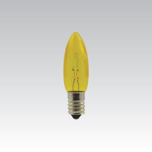 Žárovka svíčková Vánoční 20V 3W patice E10 C13 žlutá, pro Vánoční řetězy 10 objímek, náhradní, osvětlení na stromek, řetěz