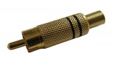 Konektor CINCH vidlice na kabel kov zlatý černý