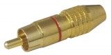Konektor CINCH vidlice na kabel kov zlatý pr.6mm červený II