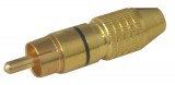 Konektor CINCH vidlice na kabel kov zlatý pr.6mm černý II