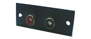 Konektor CINCH zásuvka terminál do panelu 2x na podložce 20x52mm černá/červená izolovaná