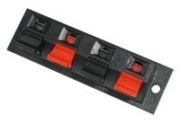 Repro terminál svorka RSC-2 4x obdélník, pro reprobox, na vodič lanko, rozměry 70x24/18 mm, s osazením + díry, černá/červená