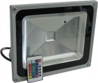 Reflektor LED venkovní 50W RGB plně beravný, dálkové ovládání, MCOB, AC 230V, šedý IP65