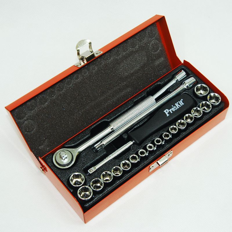 Klíče, ráčna a šroubovák se sadou bitů PROSKIT 8PK-SD016, kvalitní ocel, železné pouzdro