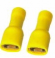 Konektor faston 6,3 mm zásuvka žlutá celoizolovaný do pr.6,0mm