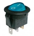 Kolébkový vypínač kulatý prosvětlený 2pol./3pin ON-OFF 250V/6A modrý