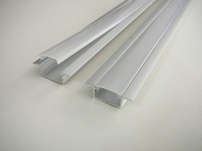 AL lišta-profil k zapuštění pro LED pásek ve tvaru T "V5" vestavný barva stříbrná 28x8x15mm 1m nebo 2m + kryt plexi nacvaknutí - Matný kryt Délka 2m Matný kryt Délka 2m